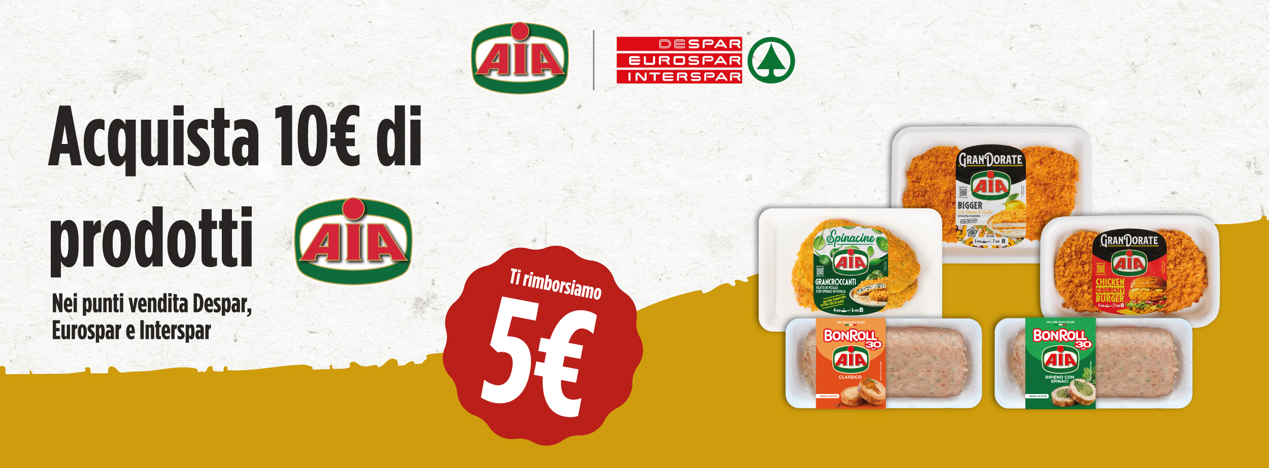 Immagine desktop col titolo della meccanica Cashback ASPIAG 2026: con la spesa di 10€ in prodotti Aia ricevi un rimborso di 5€